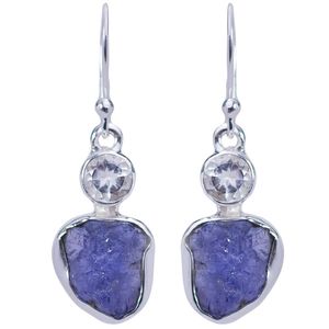 Tanzanite Sterling Silver White Topaz Earrings